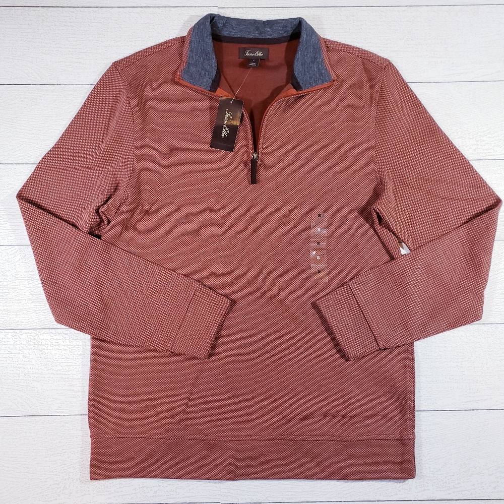 Tasso Elba Firebrick Quarter Zip Sweater NWT